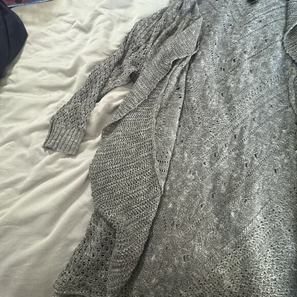 Torrid Cardigan Plus Size 1X Grey Slub Drape Open Front Lightweight Used - Picture 4 of 9